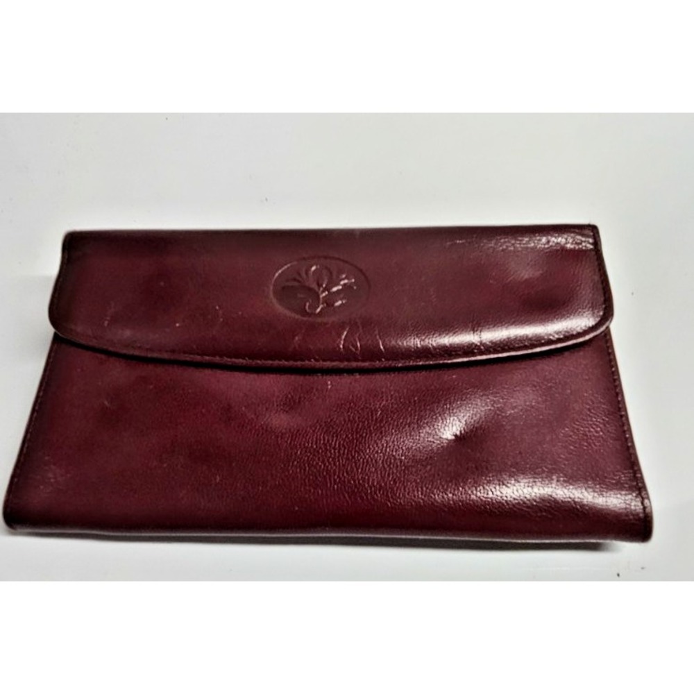 Vintage Buxton wallet women aniline goatskin leather calculator clutch red-new‎